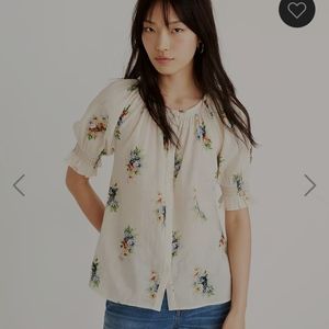Madewell Smocked Button-Down Top in Classic Corsage size XS